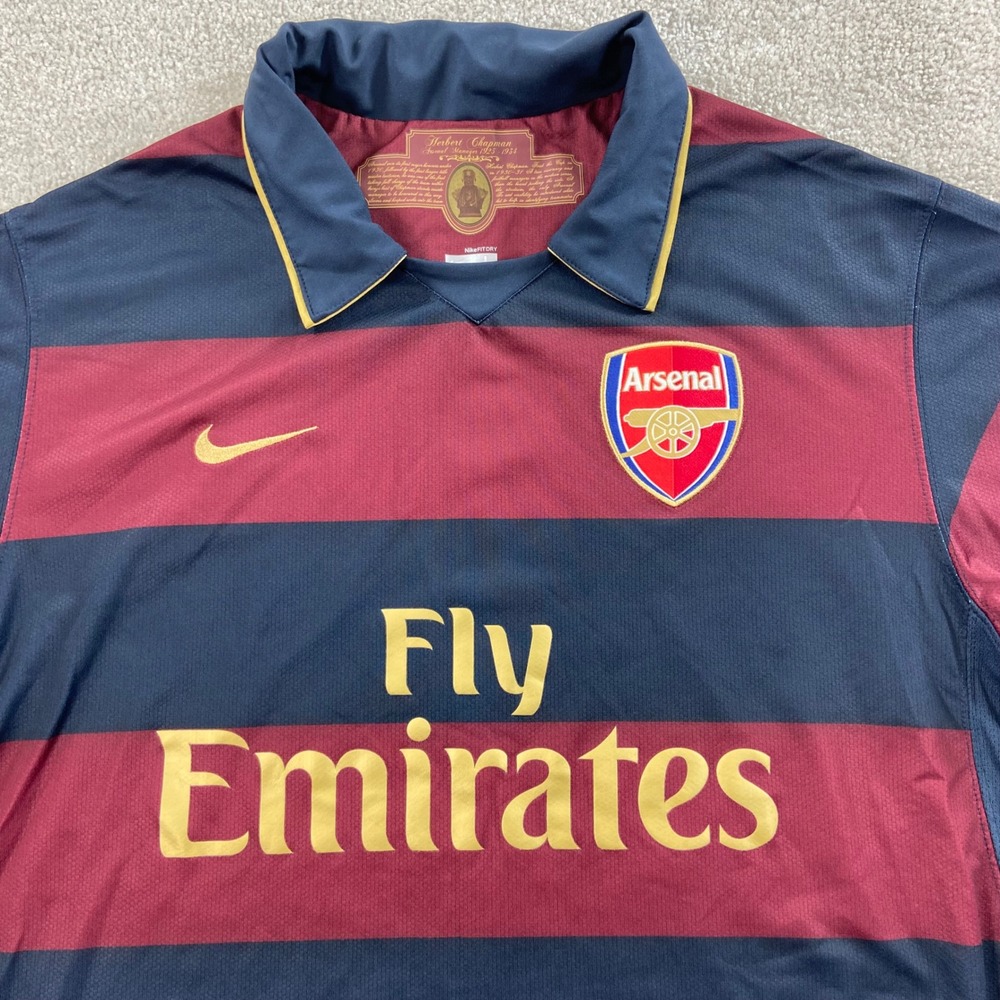 Nike Arsenal FC 2007 2008 Third Football Jersey Mens Large Burgundy Navy